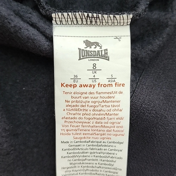 ⭐️3/ $30⭐️ Lonsdale Women's Black Pullover Hoodie Top Fleece Gold Print Size 4 - Picture 10 of 15